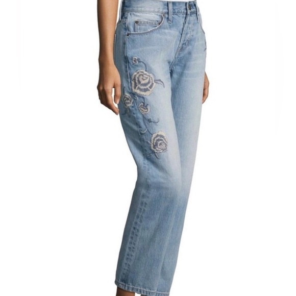 Current/Elliott Denim - Current/Elliott Embroidered Straight Leg Jeans – Women’s Size 27 | 29” Inseam